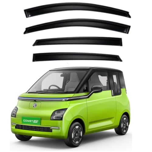 Image of Premium Smoke Car Door Visor Front+Rear Sun /Rain Guard Outside Mount Tape-On Window Visors Compatible with MG Comet EV (2025-2026)