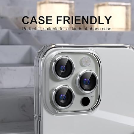 Image of for iPhone 16 Pro /16 Pro Max Camera Lens Protector Original Individual Lens Screen Protector | 9H Hardness, Scratch-Resistant, Case Friendly (Silver)