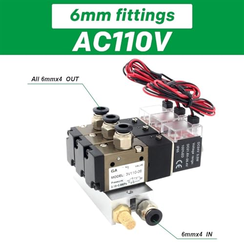 Bloc de stations d'électrovanne AC110V 6mm à 5 stations avec silencieux