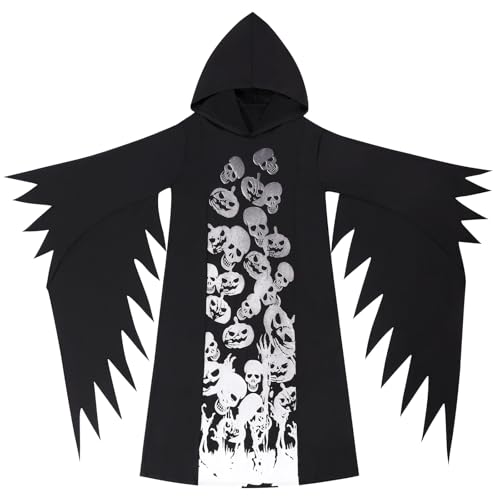 Disfraz de Grim Reaper para niños 8-10 años con máscara y guadaña miniatura 5