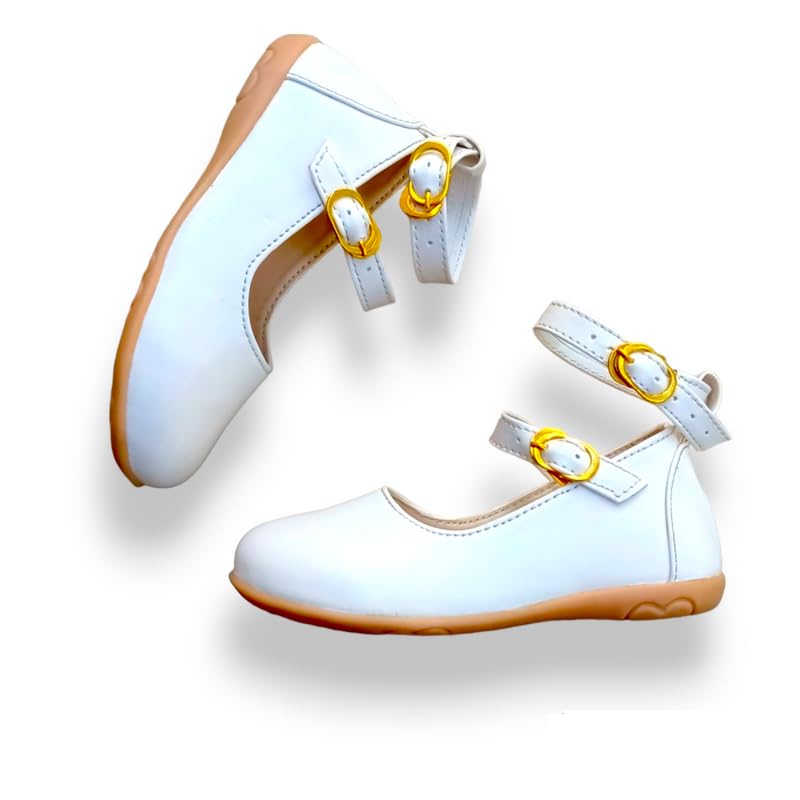Planet Wear Girls Stylish Double Strap Bellies with Buckle Closure - Easy to Wear, Comfortable and Anti-Slip Sole White (B0CP5FXLSR) Amazon Price History, Amazon Price Tracker