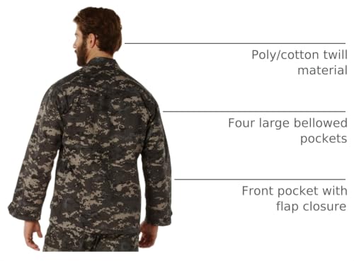Image of Rothco BDU Uniform Shirt | Men's Long Sleeve Tactical Cargo Overshirt Utility Hunting Fishing Shacket Button Down Jacket with 4 Pockets