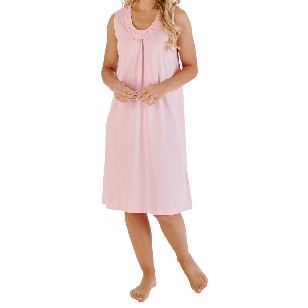 Slenderella Jane Sleeveless 40 Inch Cotton Nightdress (10/12, pink)