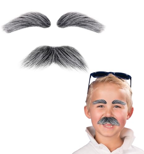 Honcloud Old Man Mustache and Eyebrow Perfect for Custome Accessories Grandpa Stage Performances Halloween Props (black with -white)