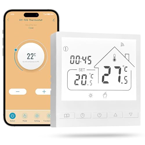 Thermostat Connecté Tuya, Thermostat WiFi pour Chaudière/Chauffage électrique au Sol, Compatible avec Amazon Alexa et Google Home, Voix et Télécommande (Chaudière Murale WiFi 3A)
