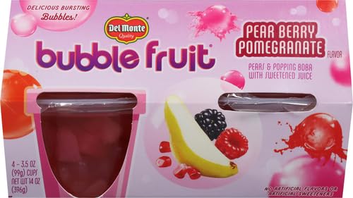 Del Monte Bubble Fruit Pear Berry Pomegranate Pears & Popping Boba with Sweetened Juice 4-3.5 oz. Cups, Red - Thumbnail 3