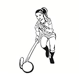 Material: PVC. Qinyubing Jugador De Hockey Femenino Mural De Pared Vinilo Fuera Removible Hockey Deportes Pegatinas De Pared 33 * 59Cm