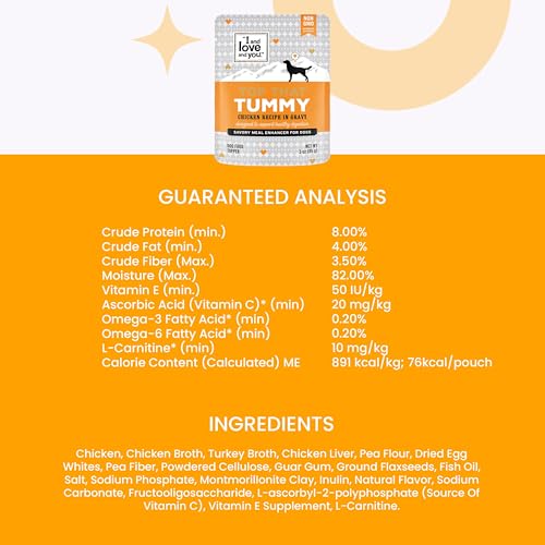 Image of inchI and love and you inch Top That Tummy Wet Dog Food Pouch, Chicken Recipe In Gravy, 3 oz (Pack of 12)