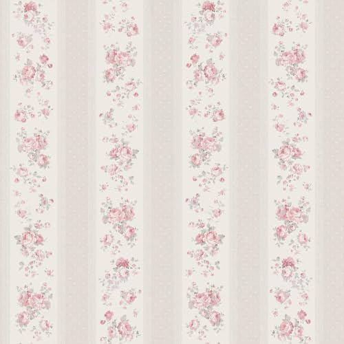 A.S. Création Maison Charme 390694 Papier peint intissé Motif floral Greige Blanc Rouge 10,05 m x 0,53 m Fabriqué en Allemagne