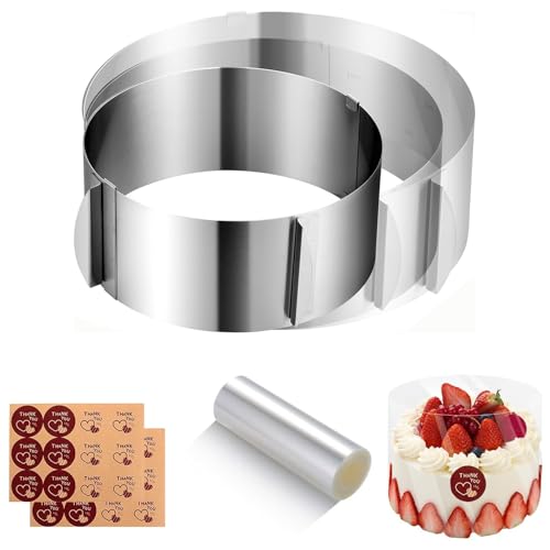 Neylokfen Tortenring Verstellbar 10cm hoch Edelstahl Tortenring Verstellbar Kuchenring Ø16-30cm Backrahmen Rund Tortenring für Torten Kuchen Schichttorten (10cm hoch)