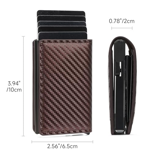 Mens Wallet Card Holder for Minimalist Front Pocket Wallet RFID Blocking Pop Up Aluminum Case Credit Card Wallet (Carbon)3