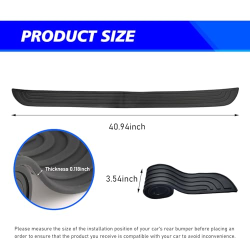 Image of Car Rear Bumper Protector, 41inch x3.5inch Rear Bumper Protector, Car Rear Bumper Edge Guards, Trunk Anti-Collision Sticker, Rubber Anti-Scratch Automotive Exterior Accessories (Black)