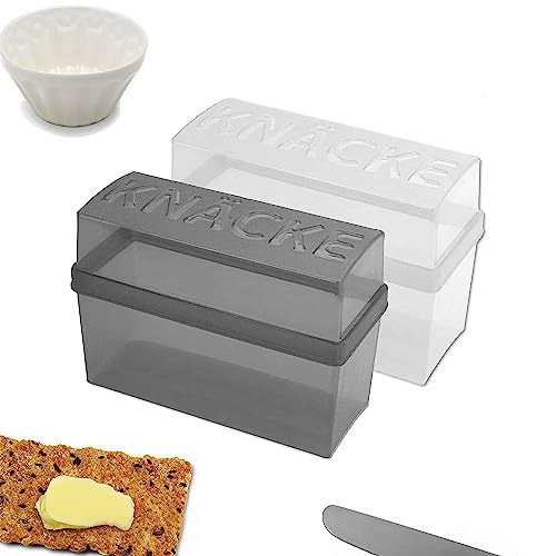 WESTCRAFT 1er | 2er | 4er Knäckebrot Box Set für z.B. Sauerteig Roggen Crisp Knäcke | finnisches schwedisches Knäcke Brot in Scheiben | Aufbewahrung | kleine Mini Brotbox 20 x 14 x 9 cm 2er Set