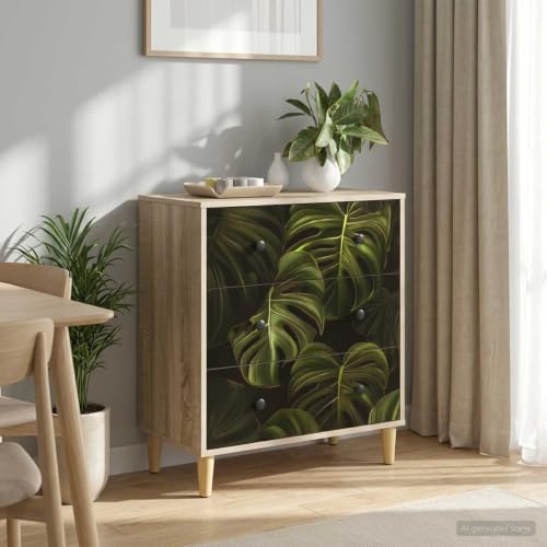 Cajonera moderna ELBURG con estampado tropical de hojas de palma 3