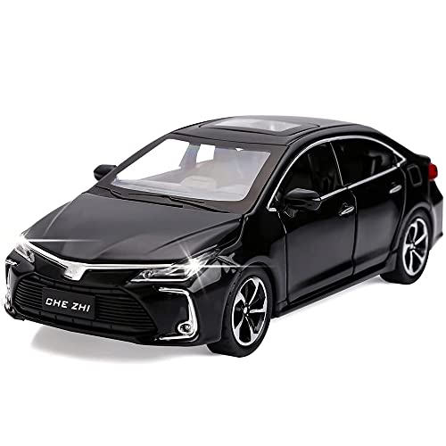 Image of DEUSON ECOM 1:32 Corolla Toy Car for Kids Diecast Metal Car Model Corolla Toy Cars for Kids Sound and Light Pull Back Openable Door, Black
