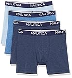 Nautica - Paquete de 4 Calzoncillos elásticos para Hombre, 2 Peacoat Heather/Dutch Heather/Sea Mist Heather, M