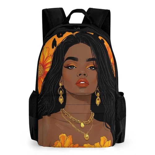 African Black Women Leopard Art Backpack Polyester Multipurpose Anti-Theft Shoulder Bag Big Capacity Gym Outdoor Hiking Backpack With Padded Straps