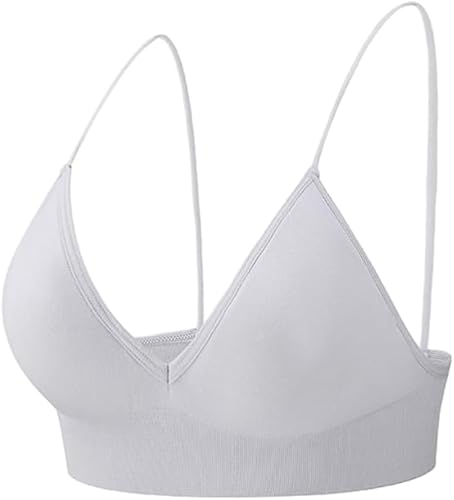 Miniatura 2 de 5 piezas de camisola elástica para mujer, tirantes delgados en V profundo, cómodo brasier suave, colorido, transpirable, ligero, para niña