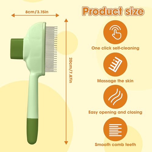 Image of Cat Hair Brush & Dog Brush, Deshedding Brush for Long or Short Haired Pets, Removes Loose Fur, Durable Stainless Steel & ABS Design (green 2pcs)