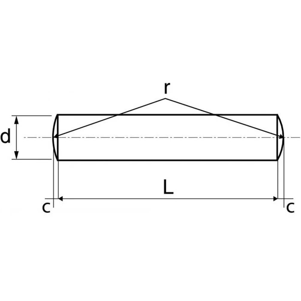 100 pasadores cilíndricos 6 x 60 mm - DIN 7 - ISO 2338 - NFE27-484 - UNI 1707 - Inox A1 - D-Work