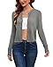 ULTRANICE Women's Cropped Cardigans Casual Long Sleeve Button Down Open Front Lightweight Sweaters(Gray,M)