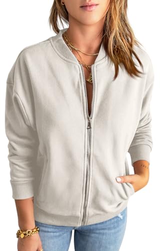 GeGekoko Womens Zip Up Sweatshirts Jackets Long Sleeve Casual Loose Outwear with Pockets
