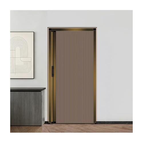 Puerta Plegable Puertas acordeón interiores sin taladrar, divisores plegables impermeables y aislantes térmicos, separador temporal para dormitorio(Brown,42' x 80'/106.68x203.2cm)