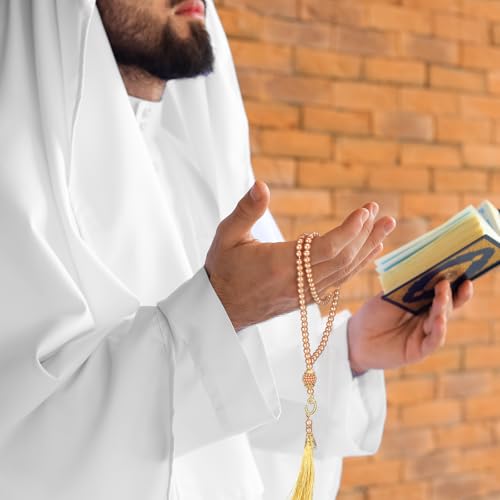 Yinkin 12 Sets Muslim Prayer Beads Islamic Eid Party Gifts with Stickers Bows and Gift Box Muslims Festival Beads Bracelet Religious Jewelry for Ramadan Eid Hajj Umrah Wedding Baby Shower