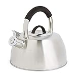 VonShef Stove Top Kettle, Stainless Steel Whistling Teakettle, Silver 2.5L Induction Kettle, Hob Teakettle with Stay Cool Handle & Grip, Suitable for All Hob Types