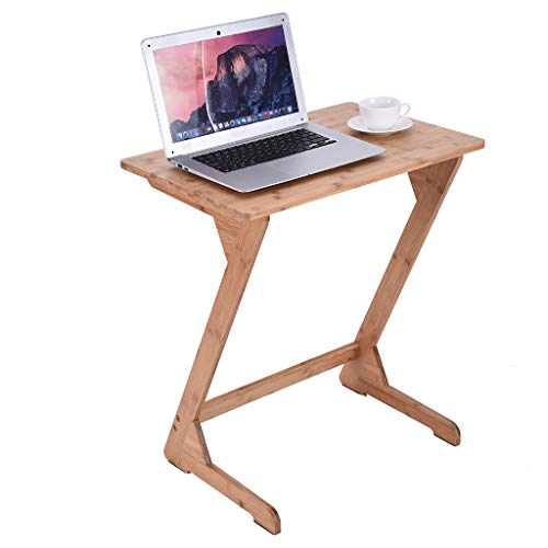 Sofa Table Z Shaped Desk, Portable Bamboo Laptop Desk Writing Workstation TV Snack