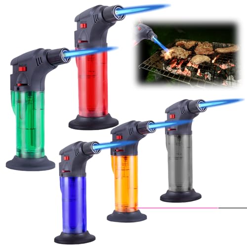 5 mecheros de tormenta: Jetflame Mechero resistente al viento de gas rellenable, mini antorcha para velas, barbacoa, cocina, chimenea y camping (gas no incluido)