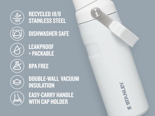 Image of Stanley IceFlow Fast Flow Water Bottle 24 oz | Angled Spout Lid | Lightweight and Leakproof for Travel and Sports | Insulated Stainless Steel | BPA-Free | Black 2.0