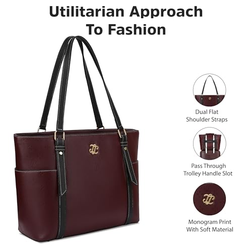 Image of Lavie Signature Women's Harisburg Monogram Tote Laptop Bag | Tote Laptop Bag for Work | Ladies Purse | Stylish Shoulder Bag | Gift for Women