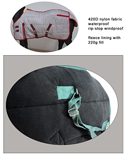 Manta turnout 420D de caballo impermeable peso medio con forro polar 3
