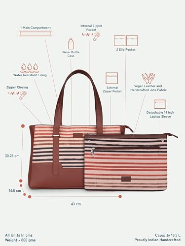 Image of ZOUK Handcrafted Vegan Leather Travel Tote Bag for Women with Multiple Compartments | Spacious Water-Resistant Shoulder Bag for Travel, Vacation, Day Trips |