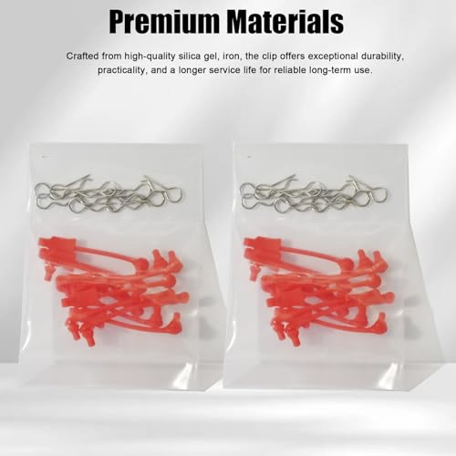 20Pcs RC Body Clips W/Pull Tabs R Pins Universal Shell Replacement Parts for 1/10 1/12 1/14 TRAXXAS ARRMA Axial Losi Redcat HPI Exceed Rc Car Crawler Truck Buggy Drone (Red) — view 4