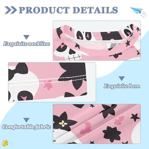 Halloween Spooky Skeleton Stars Pink Boy Bathing Suit Sun Protection Tshirts Swimwear Beach Tops 3T3