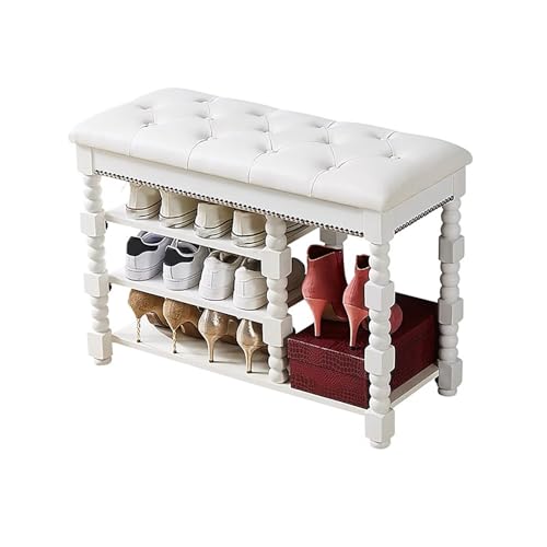 Banc à chaussures avec siège confortable et fourrure chic - 2