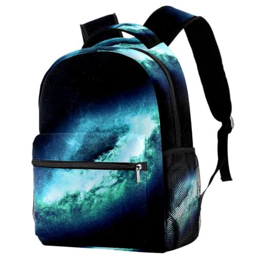 Mochila informal para libros y laptop con estampado de cohete espacial para hombres y mujeres