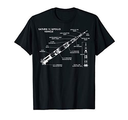 Saturn V Apollo Vehicle Spacecraft Diagram Chart Blueprint T-Shirt