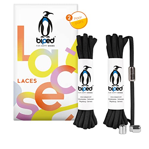 biped LACES 2 pares de cordones elásticos con cápsula de metal cordones de goma con cierre giratorio sin ataduras, zapatillas deportivas y zapatillas deportivas  ovaladas 4,5 mm z2911(#2 black)