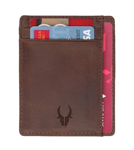 Image of WildHorn Leather Card Holder for Men & Women (Brown Hunter)
