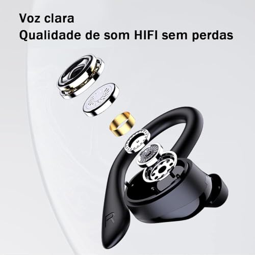 Fones de ouvido sem fio, Bluetooth 5.1, intra-auricular, intra-auricular, microfone, à prova d'água