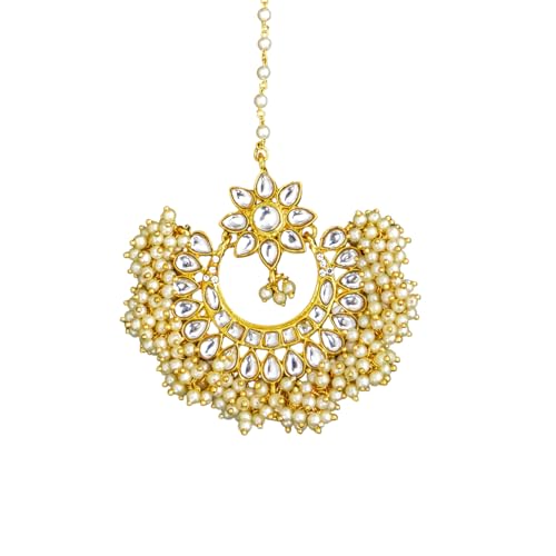 Kyoot Jewels 18K Gold Plated Alloy Mang Tika Traditional Pearls Kundan Studded Maang tikka for wedding Forehead jewellery Tikka for Women and Girls (Ethnic Style 3) (B0CCD1CG7G) Amazon Price History, Amazon Price Tracker