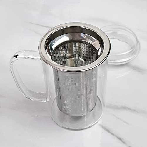 Copo De Vidro Com Infusor Para Chá Com Tampa 500 Ml