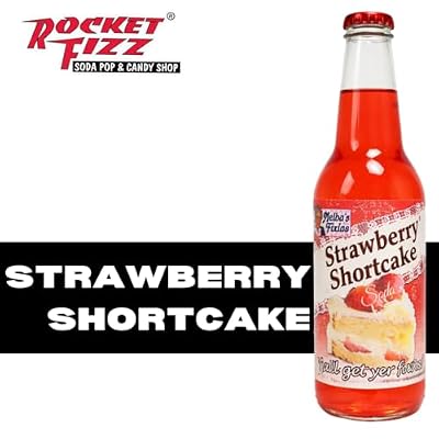 Rocket Fizz Melba's Fixins Strawberry Shortcake Soda Flavor | Cane Sugar | Craft Soda Pop Drinks | 12 oz in Glass Bottle (Single Bottle)
