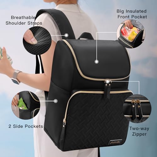 Image of Cooler Backpack Insulated Leak Proof 33 Cans, Waterproof Hiking Backpack Cooler Soft Cooler Bag Lunch Backpack for Picnic Camping Beach, Black