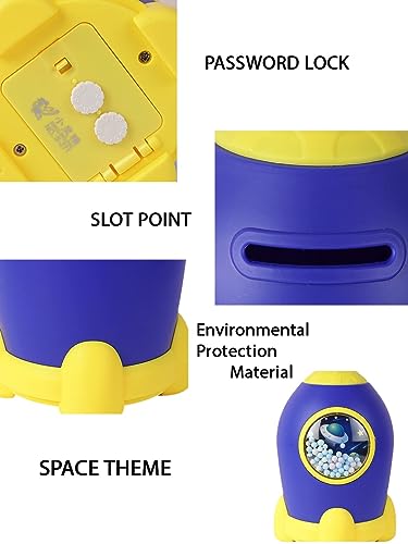 Image of Money Saving Bank with Coin Slot / /Creative Cartoon Design Money Bank / /Plastic Piggy Bank for Boys & Girls (Pack of 1) (Rocket - Blue)