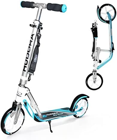 Hudora Scooter for Adults - Folding Adult Scooters Adjustable Height, Scooters for Teens 12 Years and up, Kick Scooter for Outdoor Use