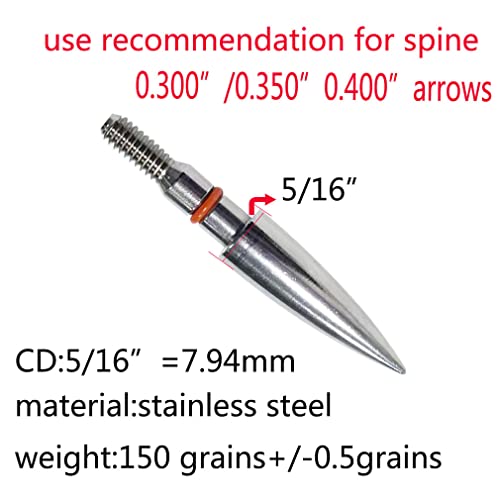 Image of 100 /125 /150 /200 /300 Grains Archery Field Points Practice Field Tips, Archery Target Practice Hunting Arrow Tip for Recurve, Compound Bow Crossbow, Stainless Steel Screw in Broadheads